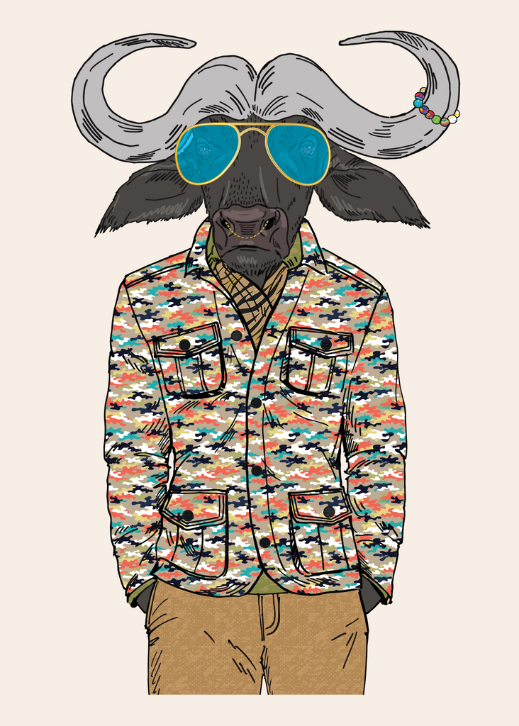 Anthropomorphic Wall Art Portrait of Anthroxville Anthro Buffalo Character Orville Stonker