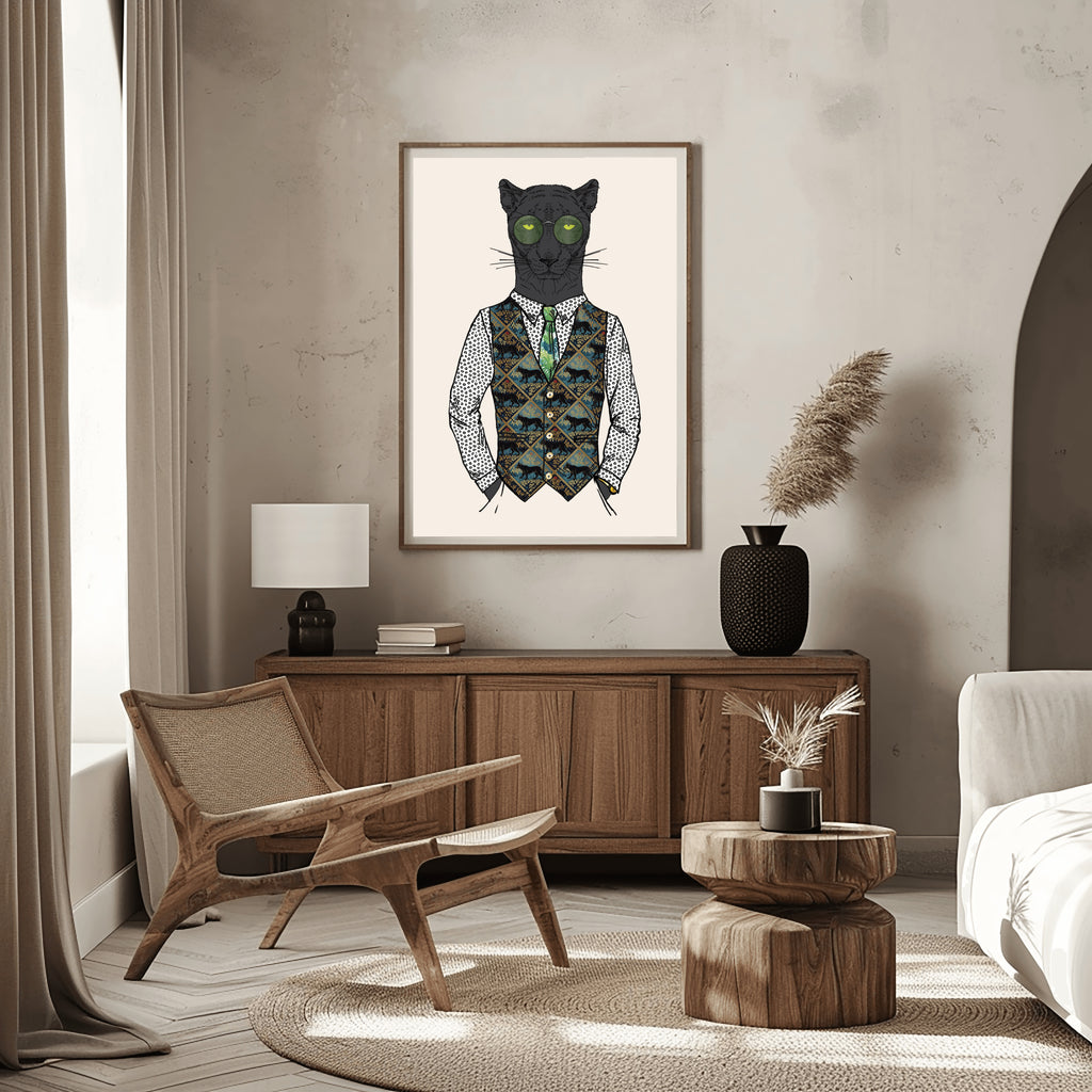 Anthropomorphic Wall Art Display Portrait of Anthroxville Anthro Baroque Fashion Animal Black Panther Character Mario Miff