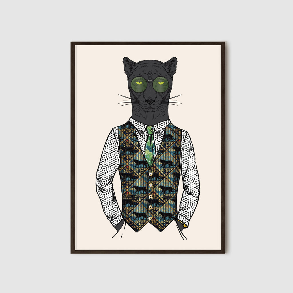 Anthropomorphic Wall Art Portrait of Anthroxville Anthro Baroque Fashion Animal Black Panther Character Mario Miff