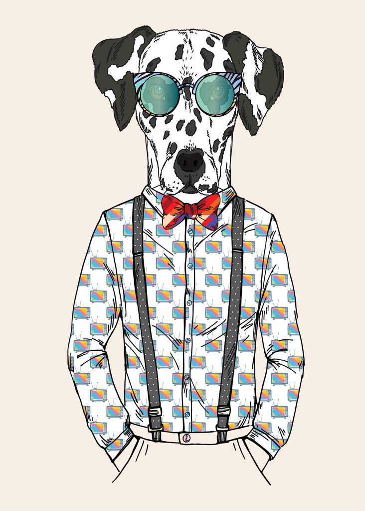 Anthropomorphic Wall Art Portrait of Anthroxville Anthro Fashion Animal Dalmatian Dog Character Wilbur Peppercorn