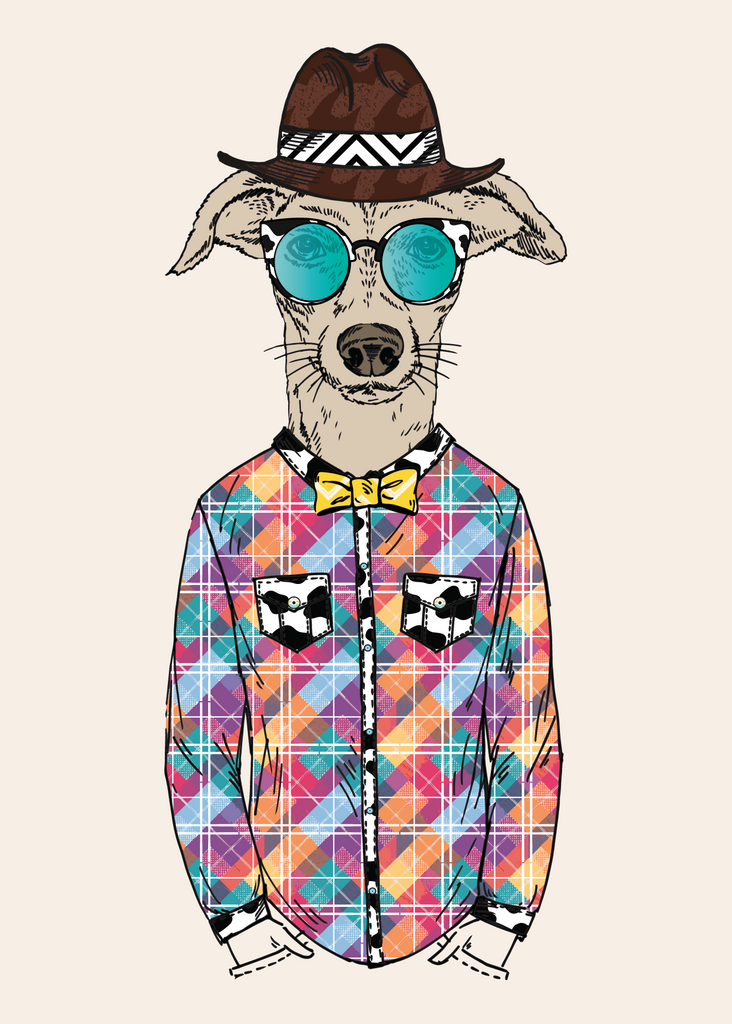 Anthropomorphic Wall Art Portrait of Anthroxville Anthro Fashion Animal Lurcher Dog Character Marty Shuffle