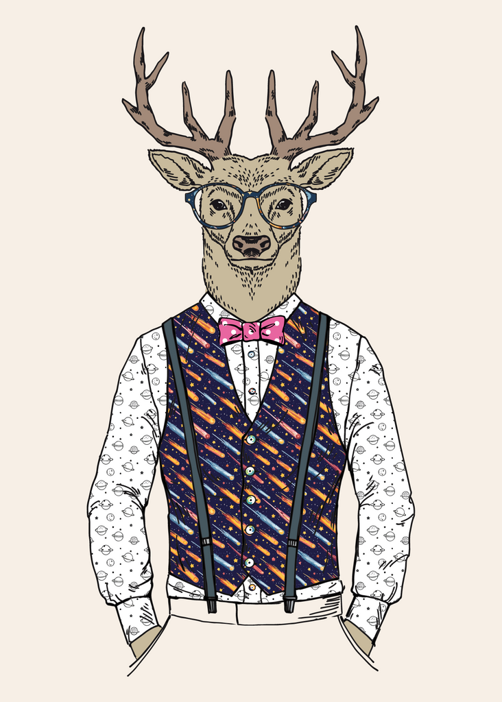 Anthropomorphic Wall Art Portrait of Anthroxville Anthro Furry Astrophysicist Deer Character Johann Underbelly