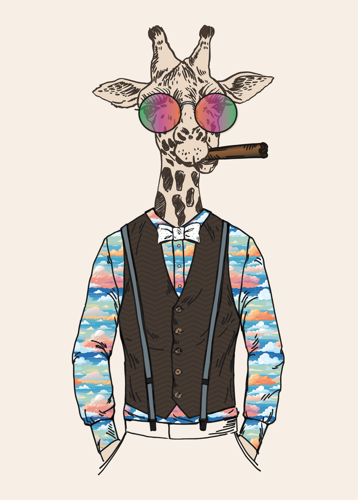 Anthropomorphic Wall Art Portrait of Anthroxville Anthro Furry Fashion Animal Giraffe Character Louis Battenberg