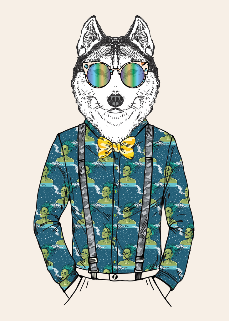 Anthropomorphic Wall Art Portrait of Anthroxville Anthro Furry Fashion Animal Husky Dog Character Ivan Spaffovovich