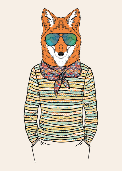 Anthropomorphic Wall Art Portrait of Anthroxville Anthro Furry Red Fox Character Percy Crumpet