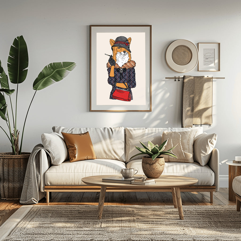 Anthropomorphic Wall Art Display Portrait of Anthroxville Anthro Furry Vixen Fox  Animal Character Gloria Widdershins