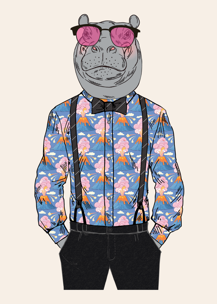 Anthropomorphic Wall Art Portrait of Anthroxville Anthro Fashion Animal Hippo Character Digby Bladder