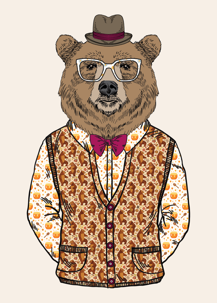 Anthropomorphic Wall Art Portrait of Anthroxville Anthro Kodiak Bear Character Wesley Smidge