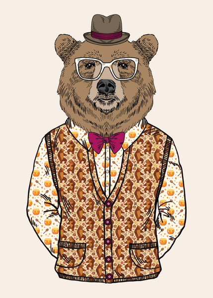 Anthropomorphic Wall Art Portrait of Anthroxville Anthro Kodiak Bear Character Wesley Smidge