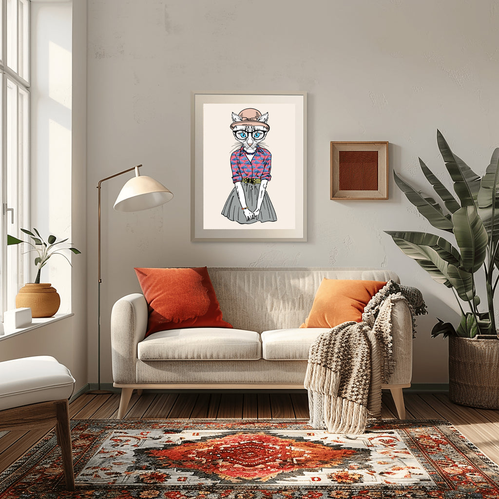 Anthropomorphic Wall Art Portrait Display of Anthroxville Anthro Ocicat Character Binky Pettifogger