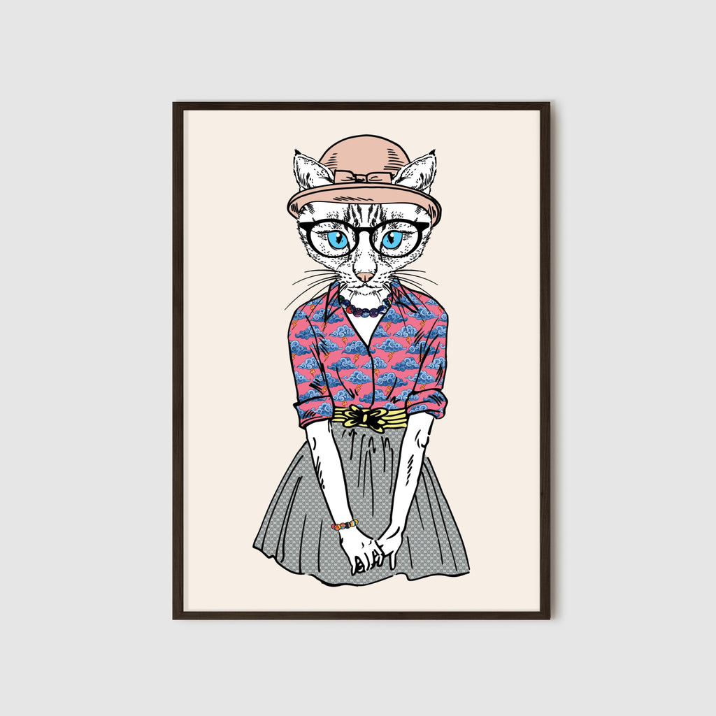 Anthropomorphic Framed Wall Art Portrait of Anthroxville Anthro Ocicat Character Binky Pettifogger