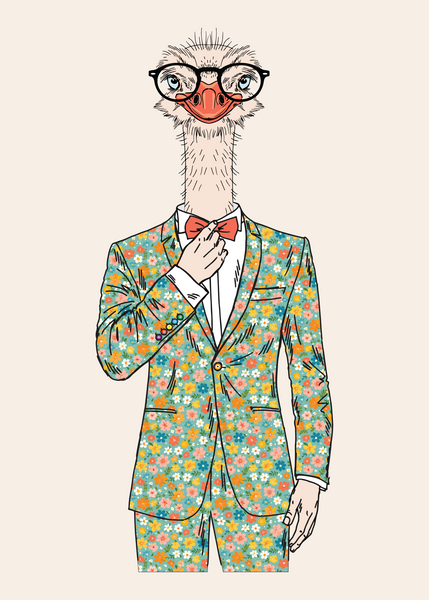 Anthropomorphic Wall Art Portrait of Anthroxville Anthro Ostrich Character Herbert Whiffpop