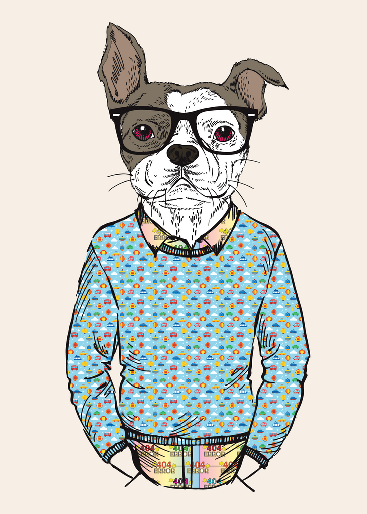 Anthropomorphic Wall Art Portrait of Anthroxville Anthro French Bulldog Character Archie Bot